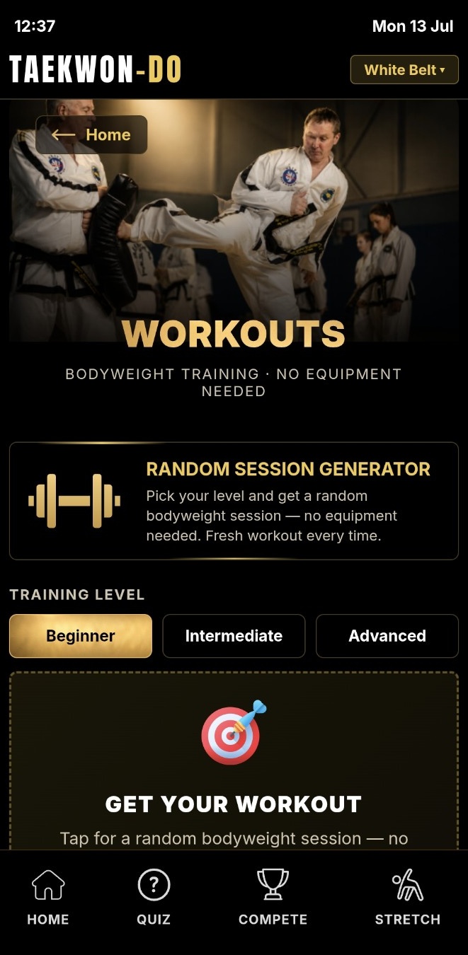 Taekwon-Do workout generator
